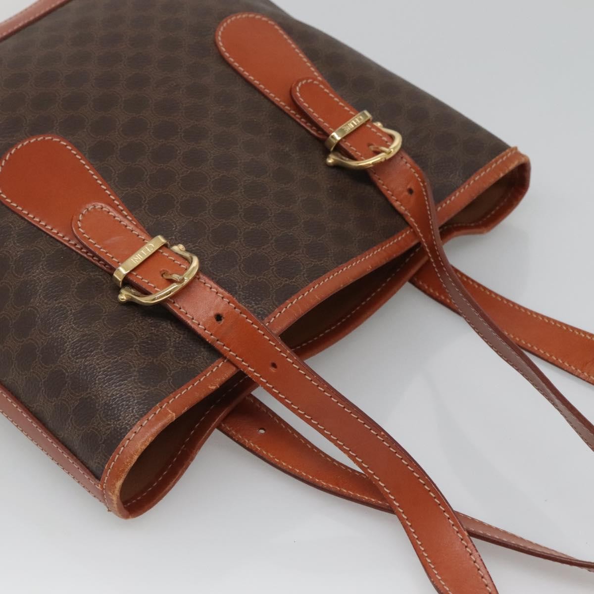 Celine Vintage Macadam Shoulder Bag Canvas and Leather, BROWN, CANVAS, Shoulder bag