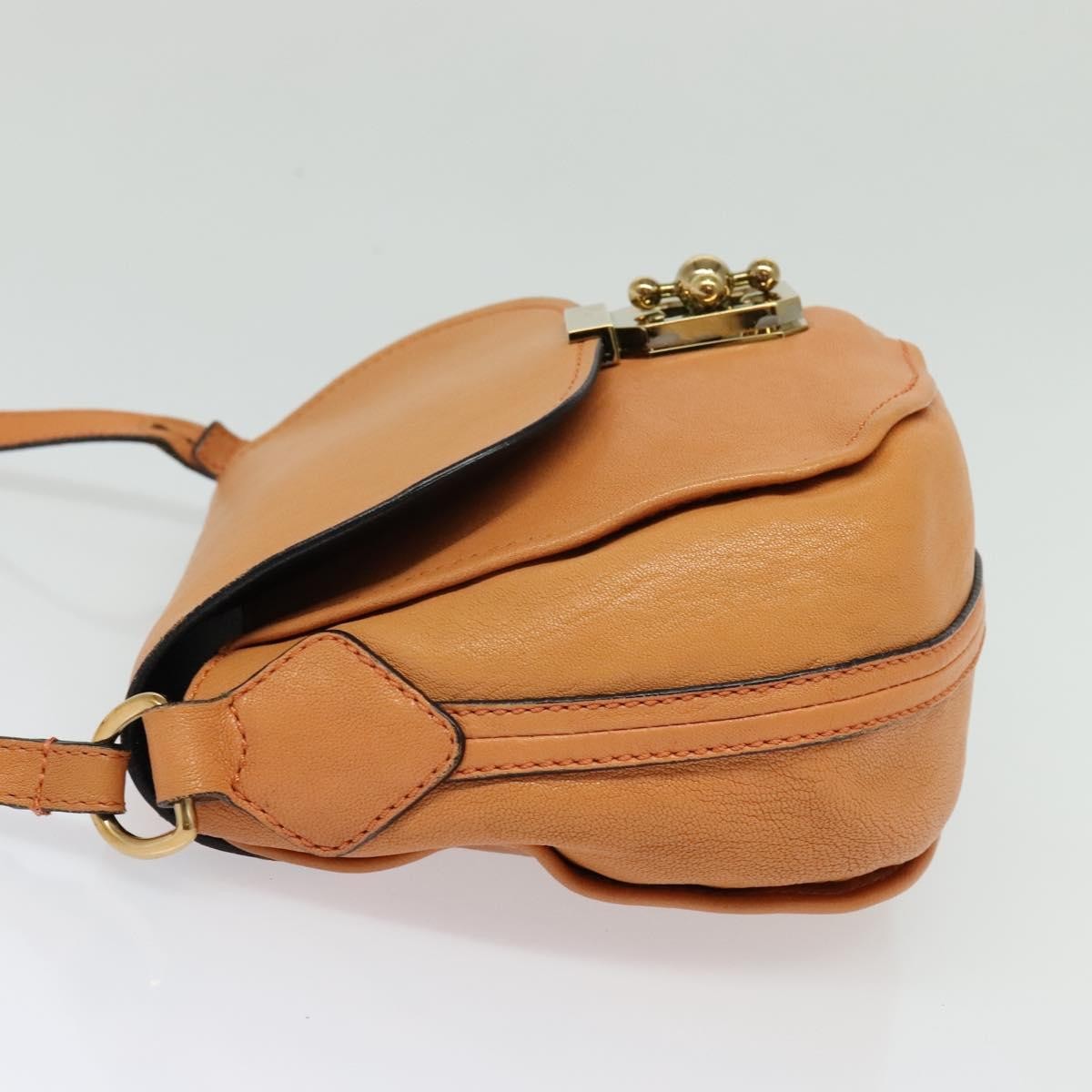 Chloe Elsie Shoulder Bag Perforated Leather, ORANGE, LEATHER, Shoulder bag