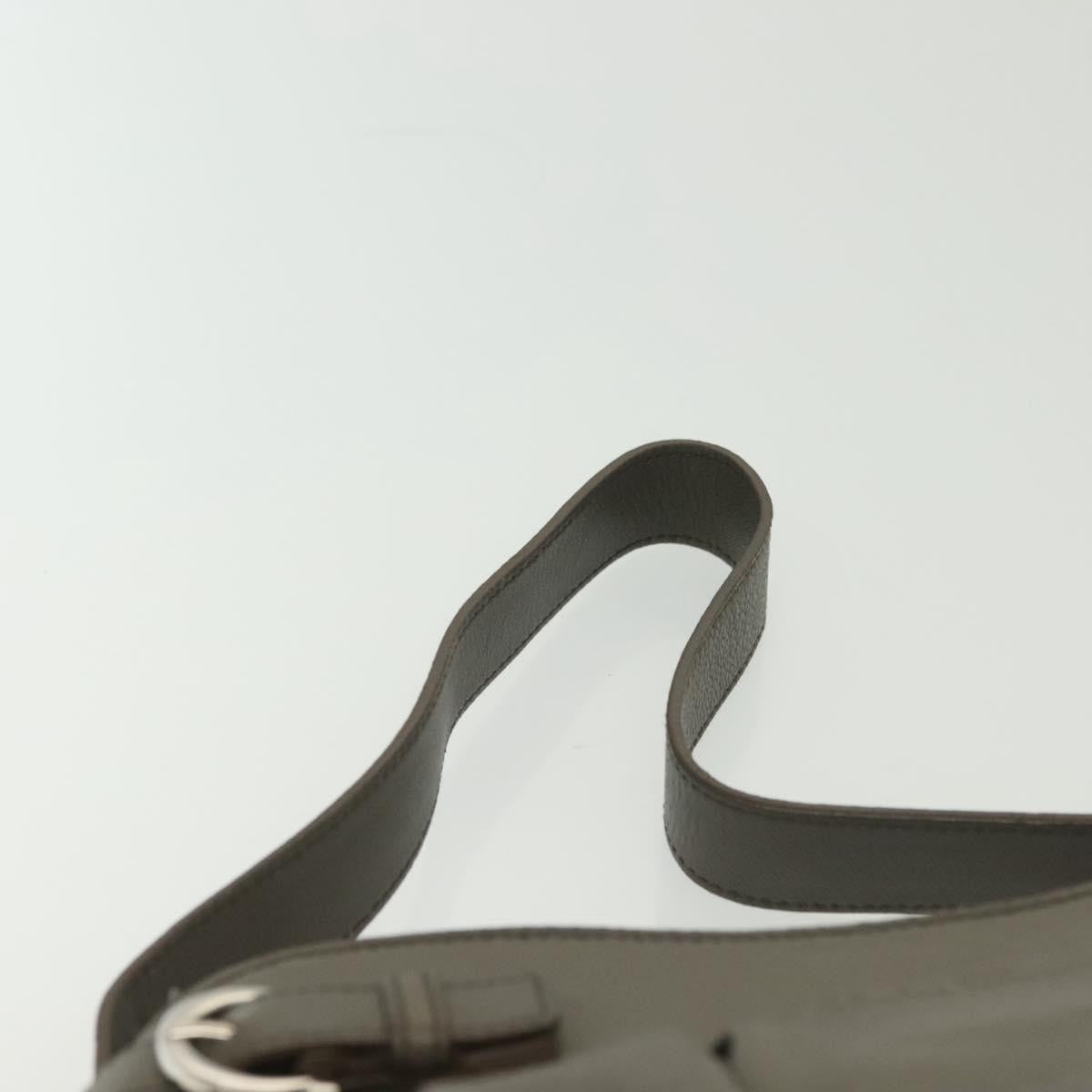 Salvatore Ferragamo Gancini Shoulder Bag Leather, GRAY, LEATHER, Shoulder bag