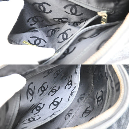 Chanel Vintage Wood Chain CC Shoulder Bag Caviar, BLACK, LEATHER, Shoulder bag