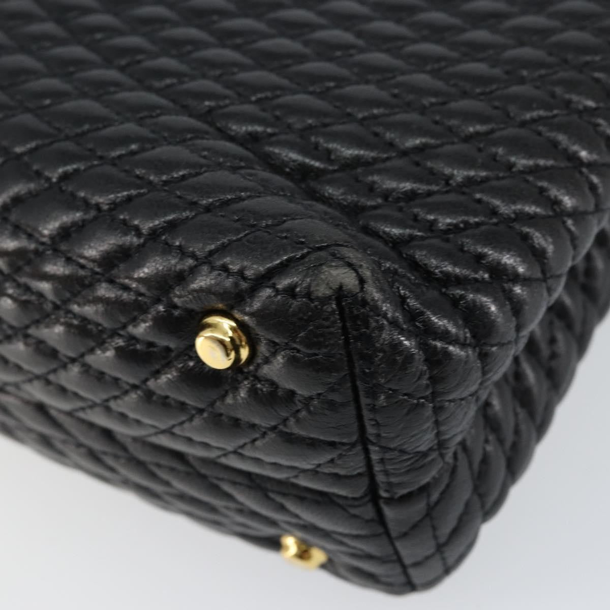 Bally Vintage Handbag Quilted Leather, BLACK, LEATHER, Handbag