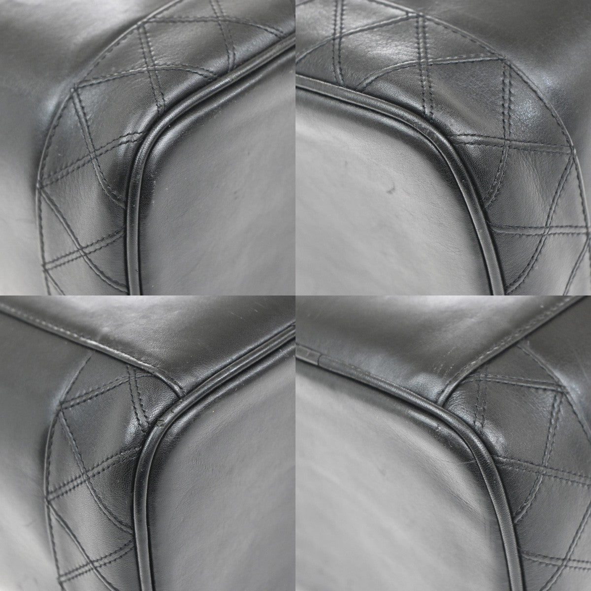 Chanel Vintage Cosmetic Case Leather, BLACK, LEATHER, Handbag