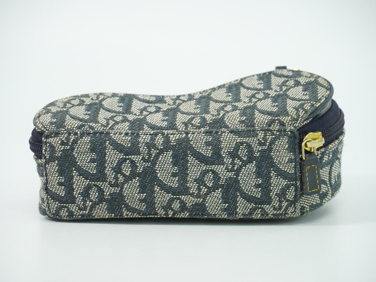 Christian Dior Saddle Zip Pouch Diorissimo Canvas, NAVY, CANVAS, Clutche & pouche