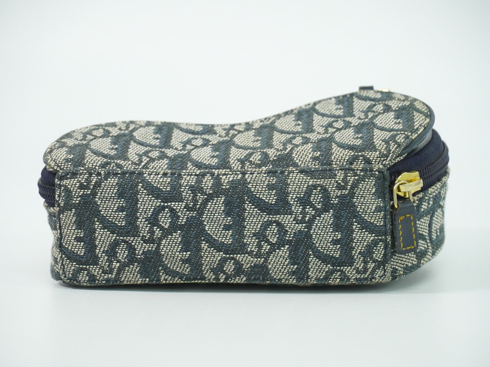 Christian Dior Saddle Zip Pouch Diorissimo Canvas, NAVY, CANVAS, Clutche & pouche