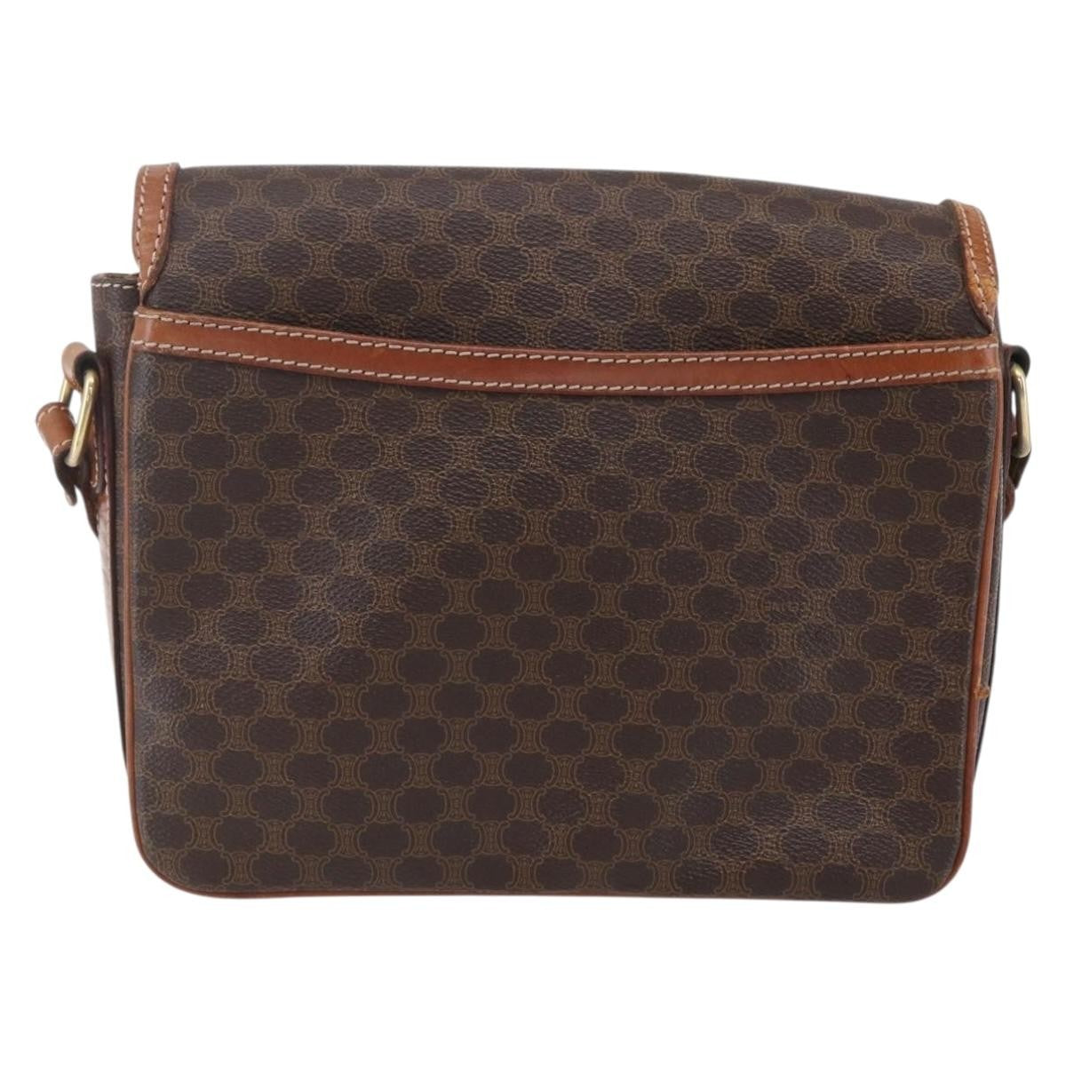 Celine Vintage Macadam Shoulder Bag Canvas and Leather, BROWN, CANVAS, Shoulder bag