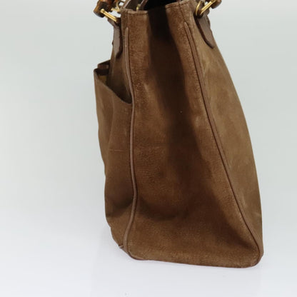 Gucci Bamboo Handle Tote Suede, BROWN, SUEDE, Tote bag
