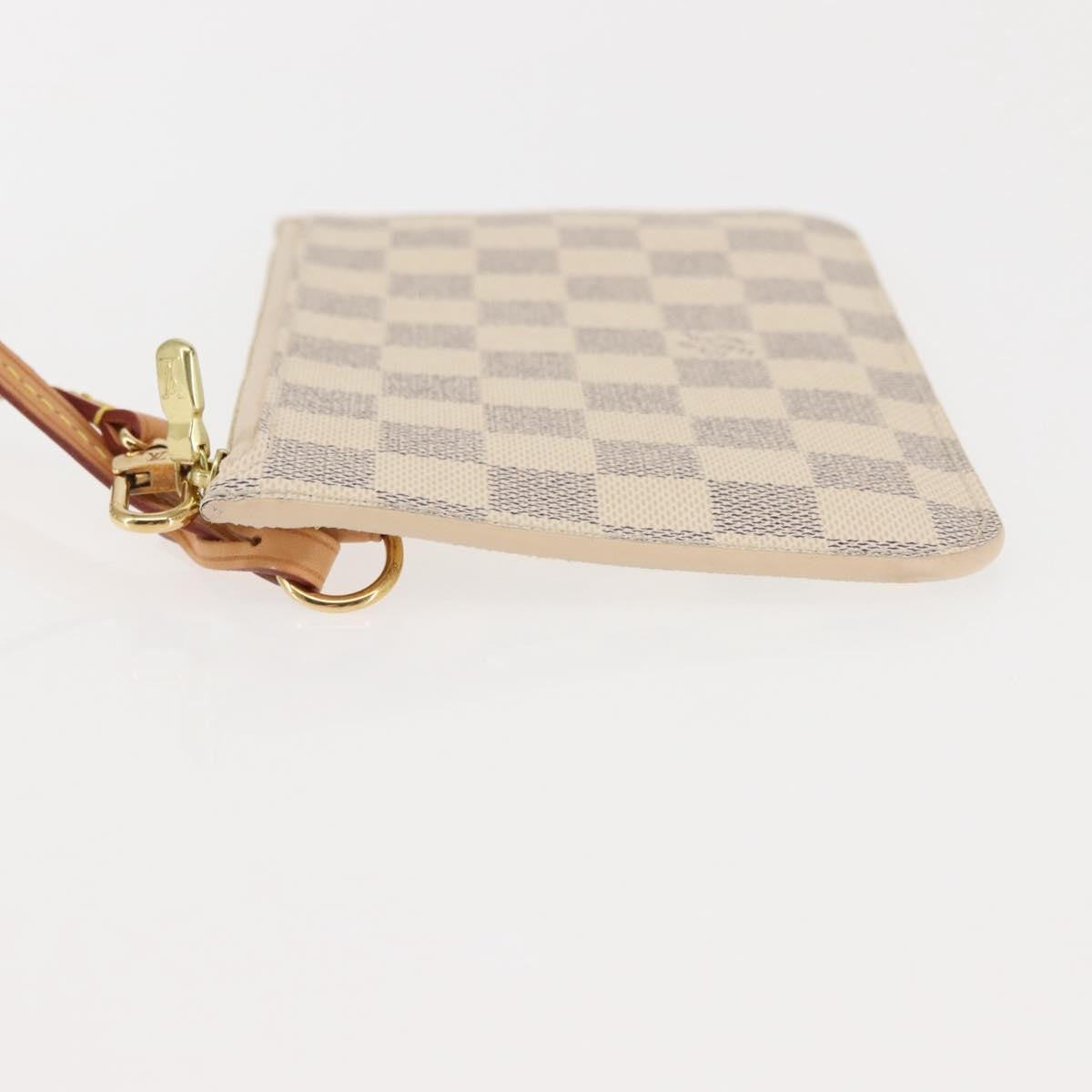 Louis Vuitton Neverfull Pochette Damier, WHITE, CANVAS, Clutche & pouche