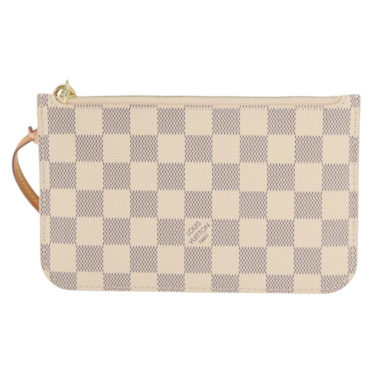 Louis Vuitton Neverfull Pochette Damier, WHITE, CANVAS, Clutche & pouche