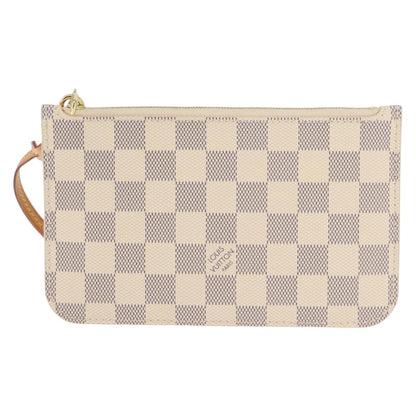Louis Vuitton Neverfull Pochette Damier, WHITE, CANVAS, Clutche & pouche