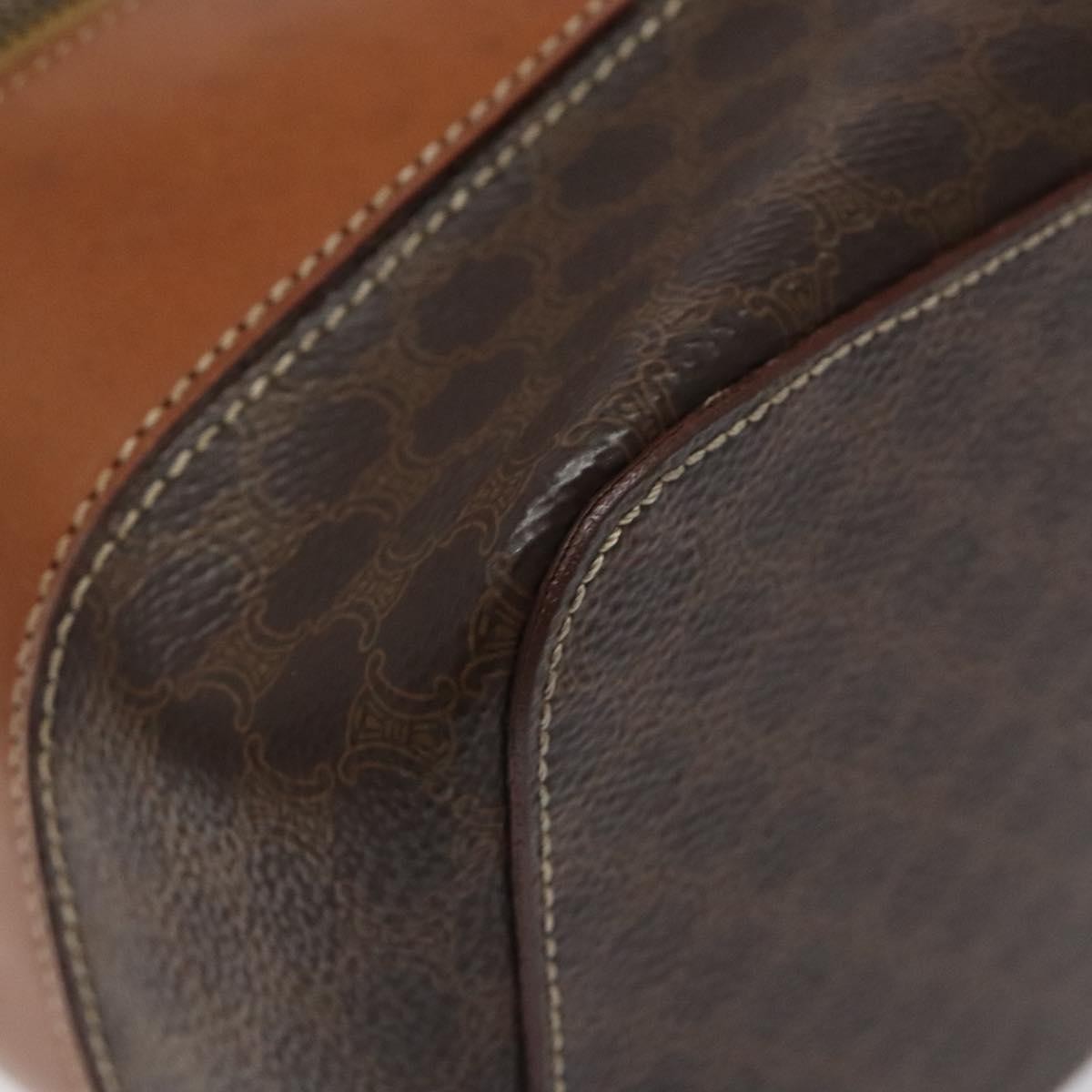 Celine Vintage Double Zip Vanity Case Macadam Coated Canvas, BROWN, CANVAS, Toiletry Case