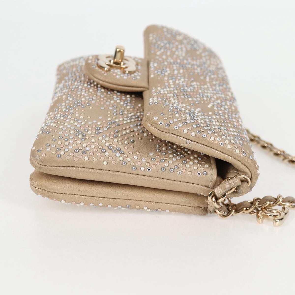 Chanel Mineral Nights Shoulder Bag Strass Embellished Leather, GOLD, LEATHER, Shoulder bag