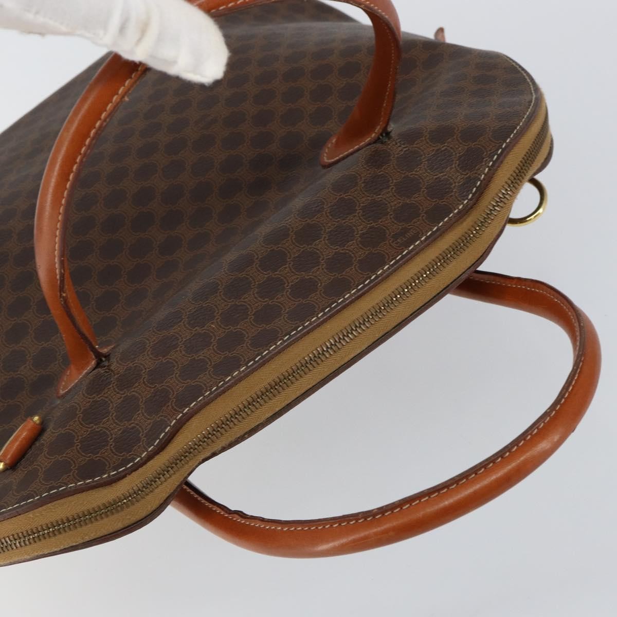 Celine Macadam Handbag Macadam with leather, BROWN, PVC,CANVAS, Handbag