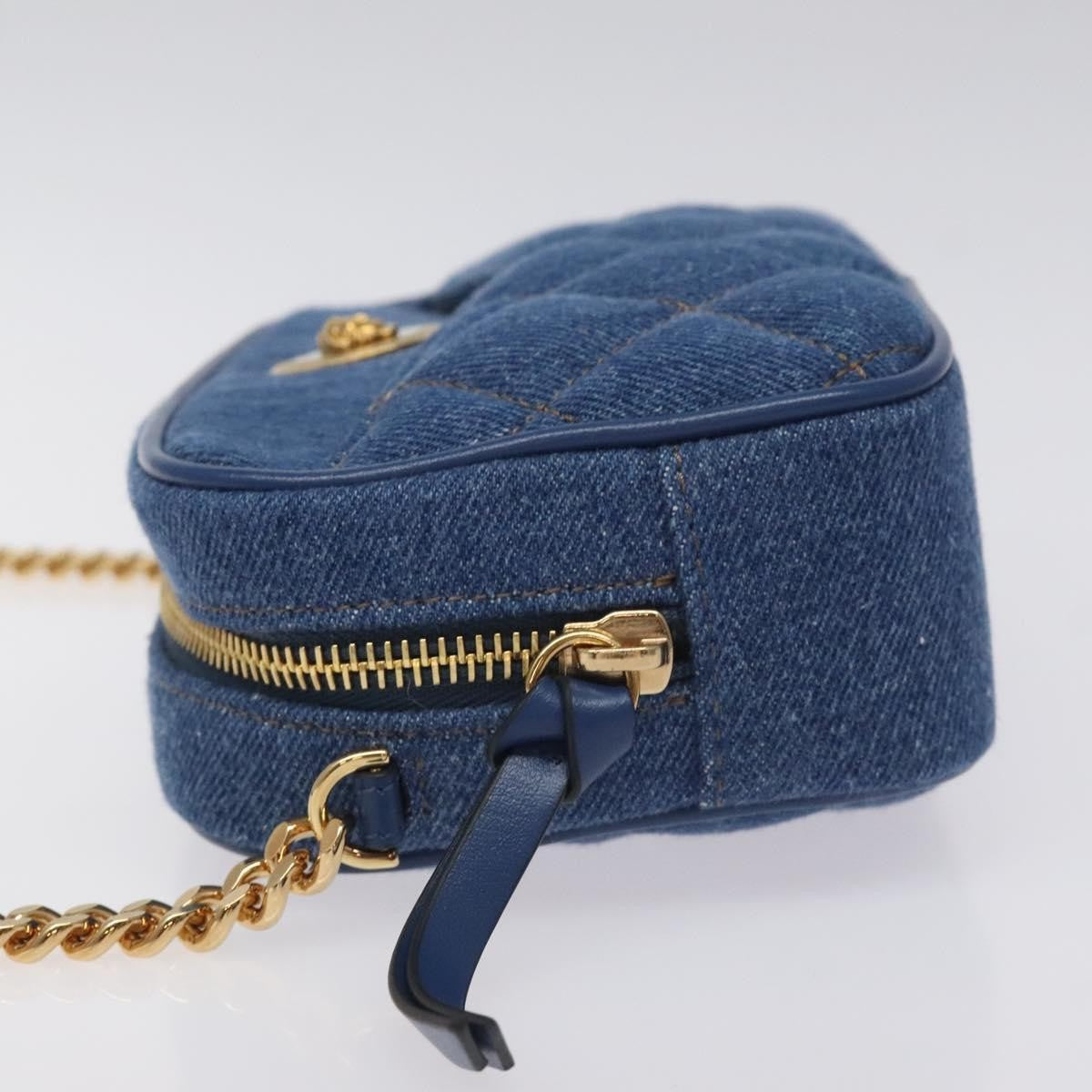 Versace Medusa Icon Front Slip Pocket Camera Bag Quilted Denim, BLUE, DENIM_JEANS, Crossbody bag