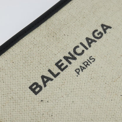 Balenciaga Navy Pochette Canvas and Leather, BEIGE, CANVAS, Shoulder bag