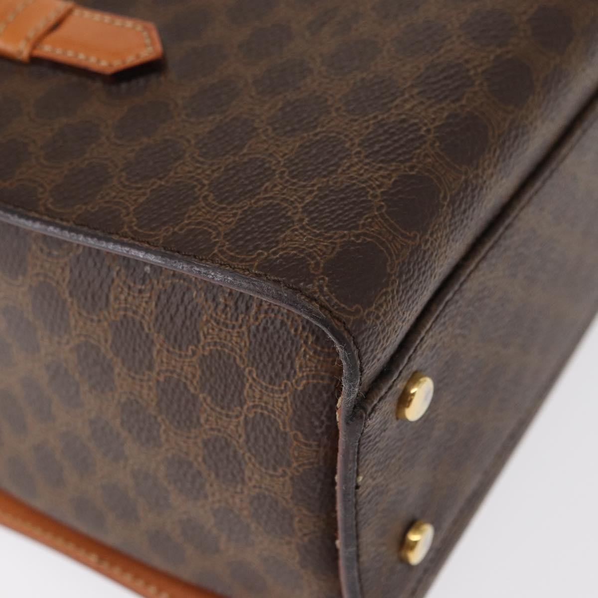 Celine Vintage Macadam Handbag Canvas and Leather, BROWN, CANVAS, Handbag