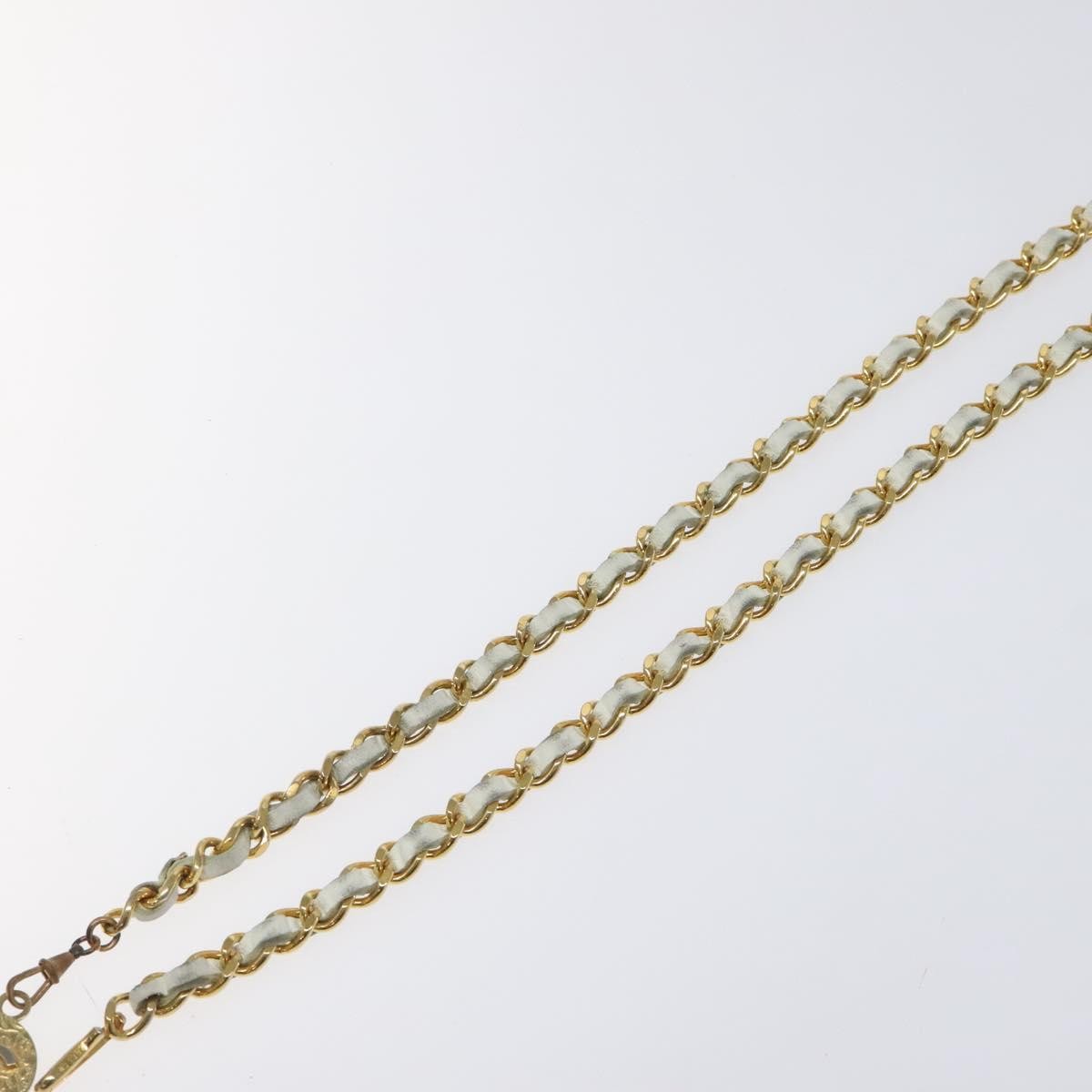 Chanel Vintage Logo Chain Belt Metal and Leather, WHITE, METAL, Belts