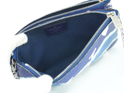 Louis Vuitton Double Zip Pochette Limited Edition Escale Monogram Giant, BLUE, CANVAS, Shoulder bag