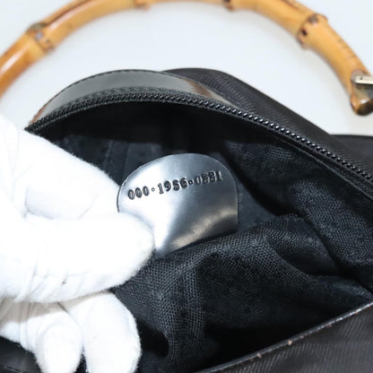 Gucci Vintage Bamboo Shoulder Bag Nylon, BLACK, NYLON, Shoulder bag