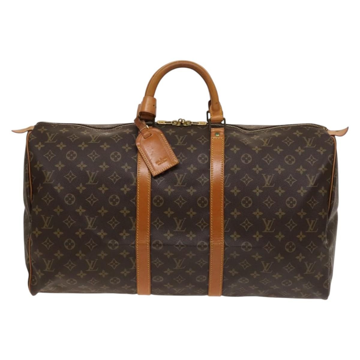 Louis Vuitton Keepall Bag Monogram Canvas, BROWN, CANVAS, Travel bag