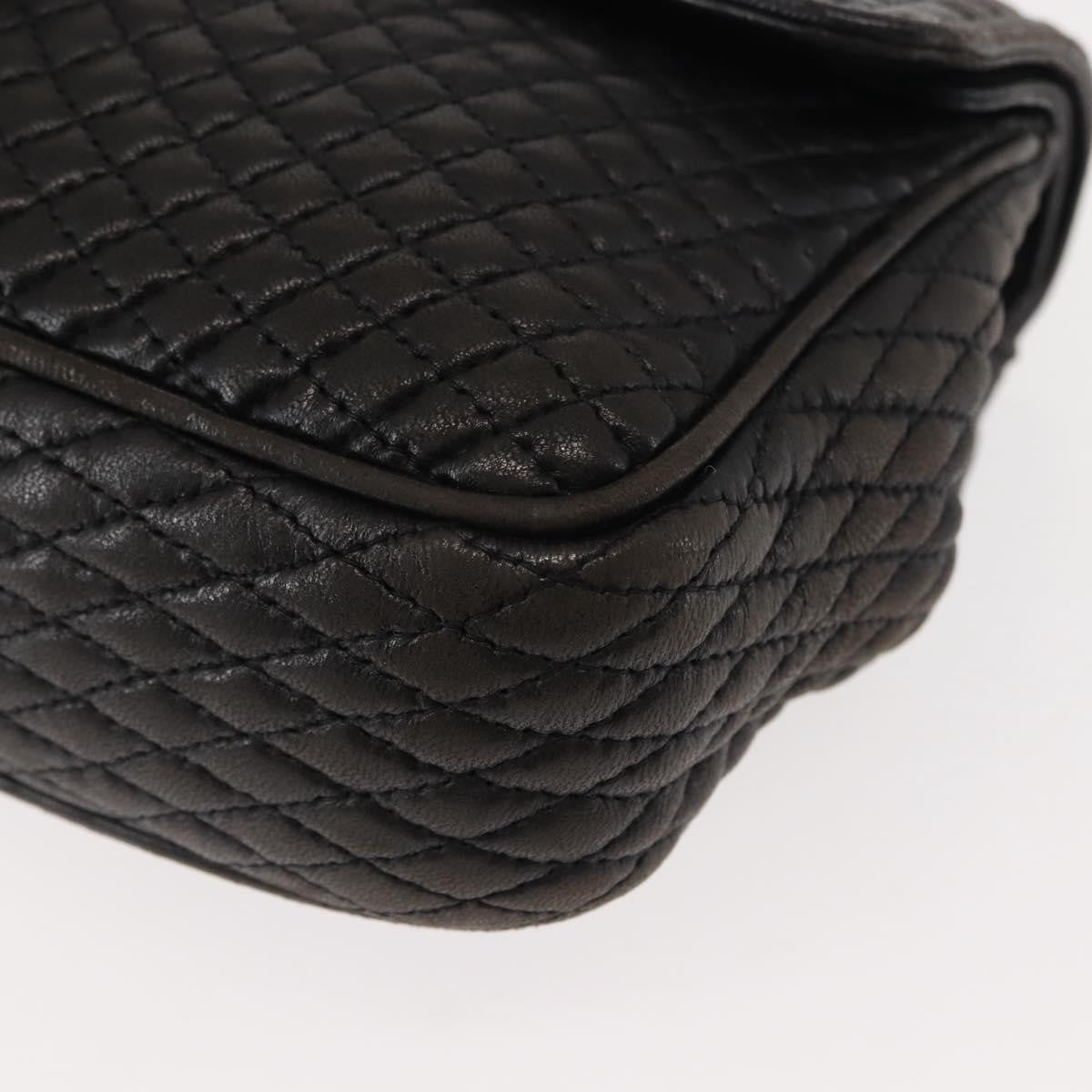 Bally Vintage Chain Shoulder Bag Quilted Leather, BLACK, LEATHER, Shoulder bag