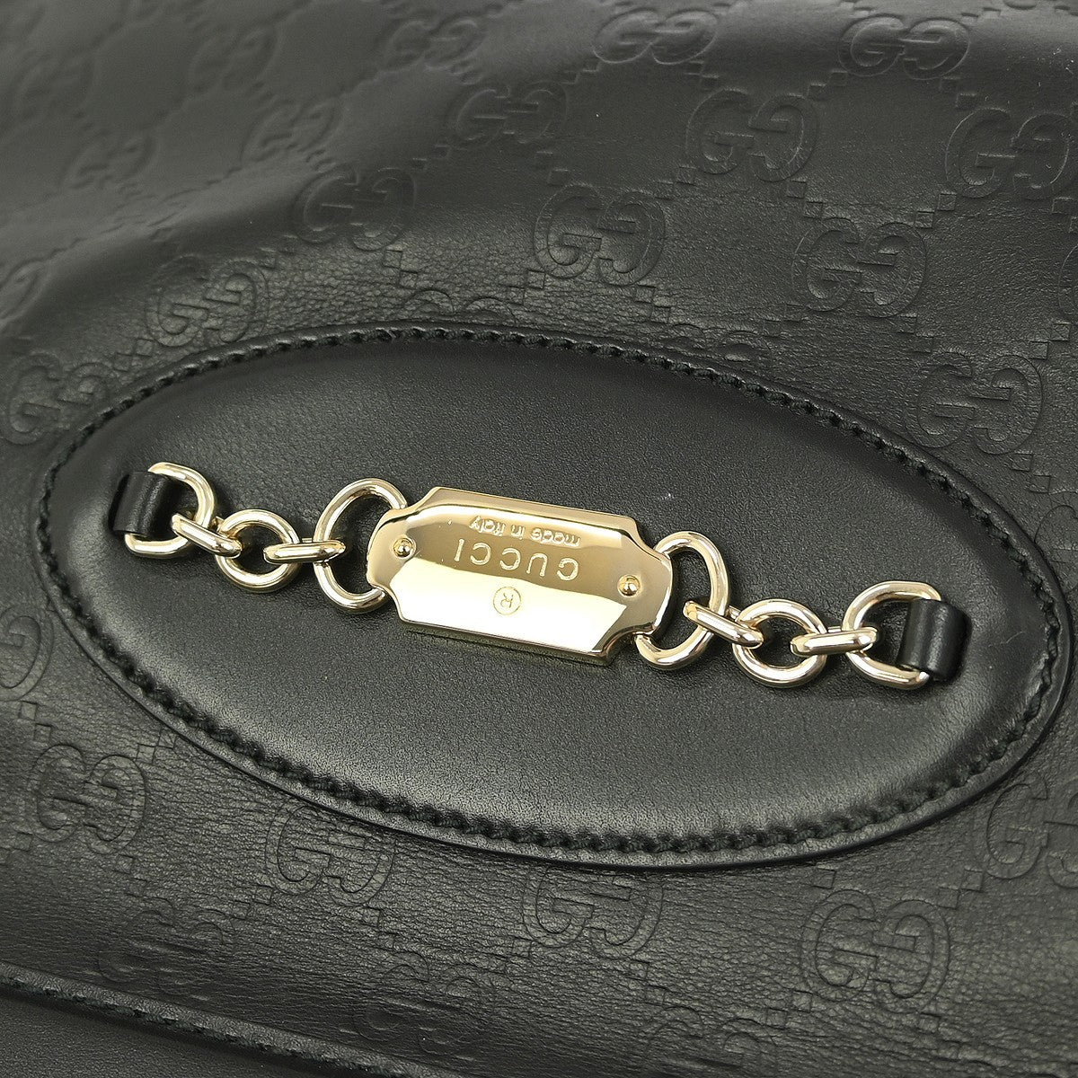 Gucci Punch Top Handle Bag Guccissima Leather, BLACK, LEATHER, Handbag