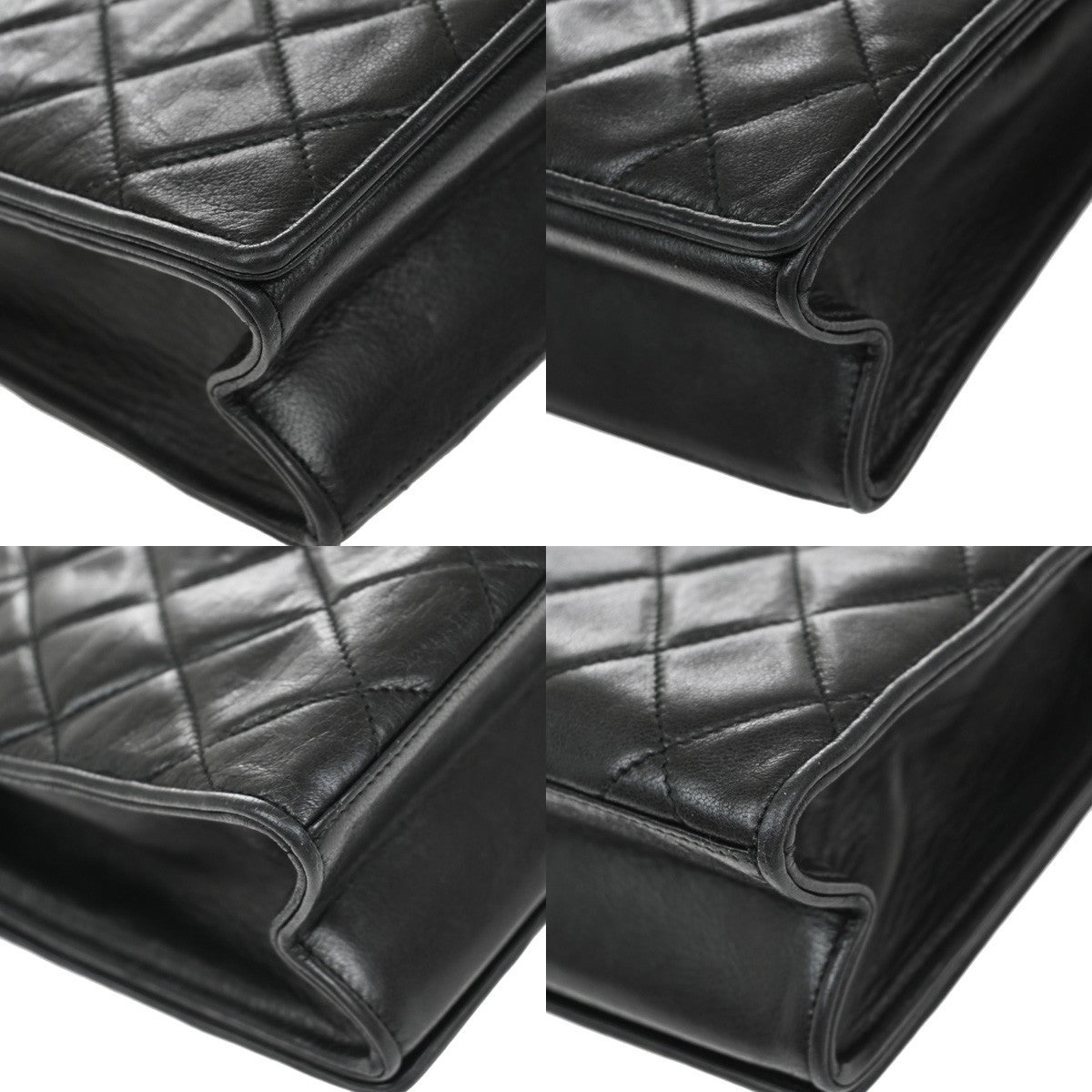 Chanel Vintage CC Full Flap Bag Quilted Lambskin, BLACK, LEATHER, Shoulder bag