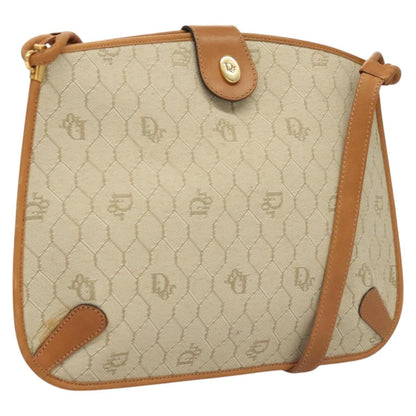 Christian Dior Vintage Honeycomb Shoulder Bag Canvas and Leather, BEIGE, CANVAS, Shoulder bag