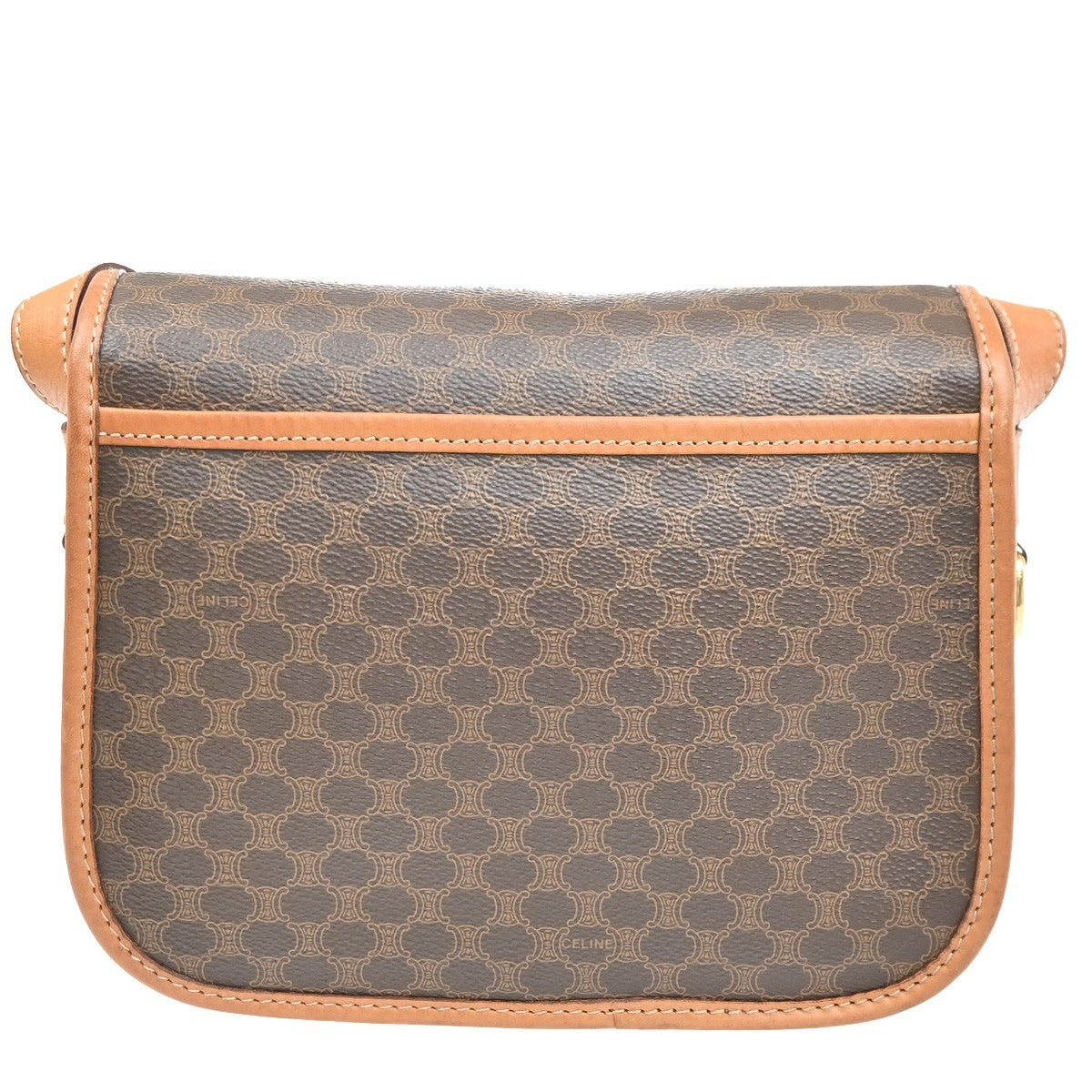 Celine Vintage Macadam Shoulder Bag Canvas and Leather, Brown, PVC, Shoulder Bag