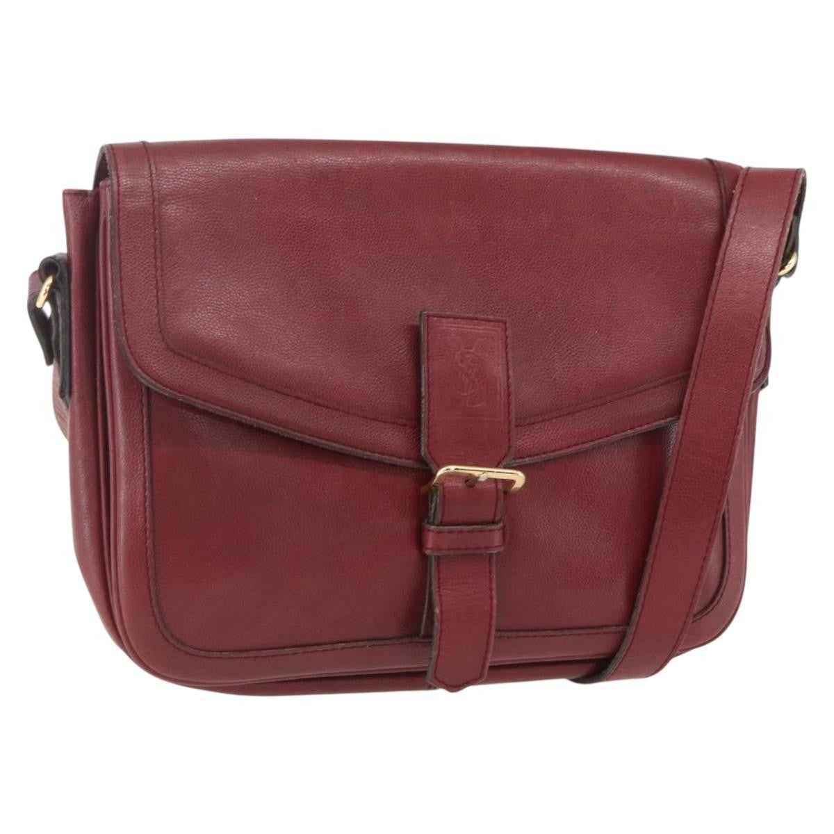 Saint Laurent Vintage Shoulder Bag Leather, RED, LEATHER, Shoulder bag