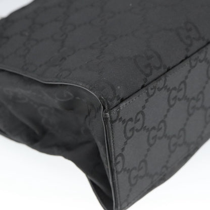 Gucci Vintage Bamboo Handle Tote GG Nylon, Black, Nylon, Tote Bag