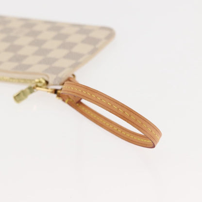 Louis Vuitton Neverfull Pochette Damier, WHITE, CANVAS, Clutche & pouche