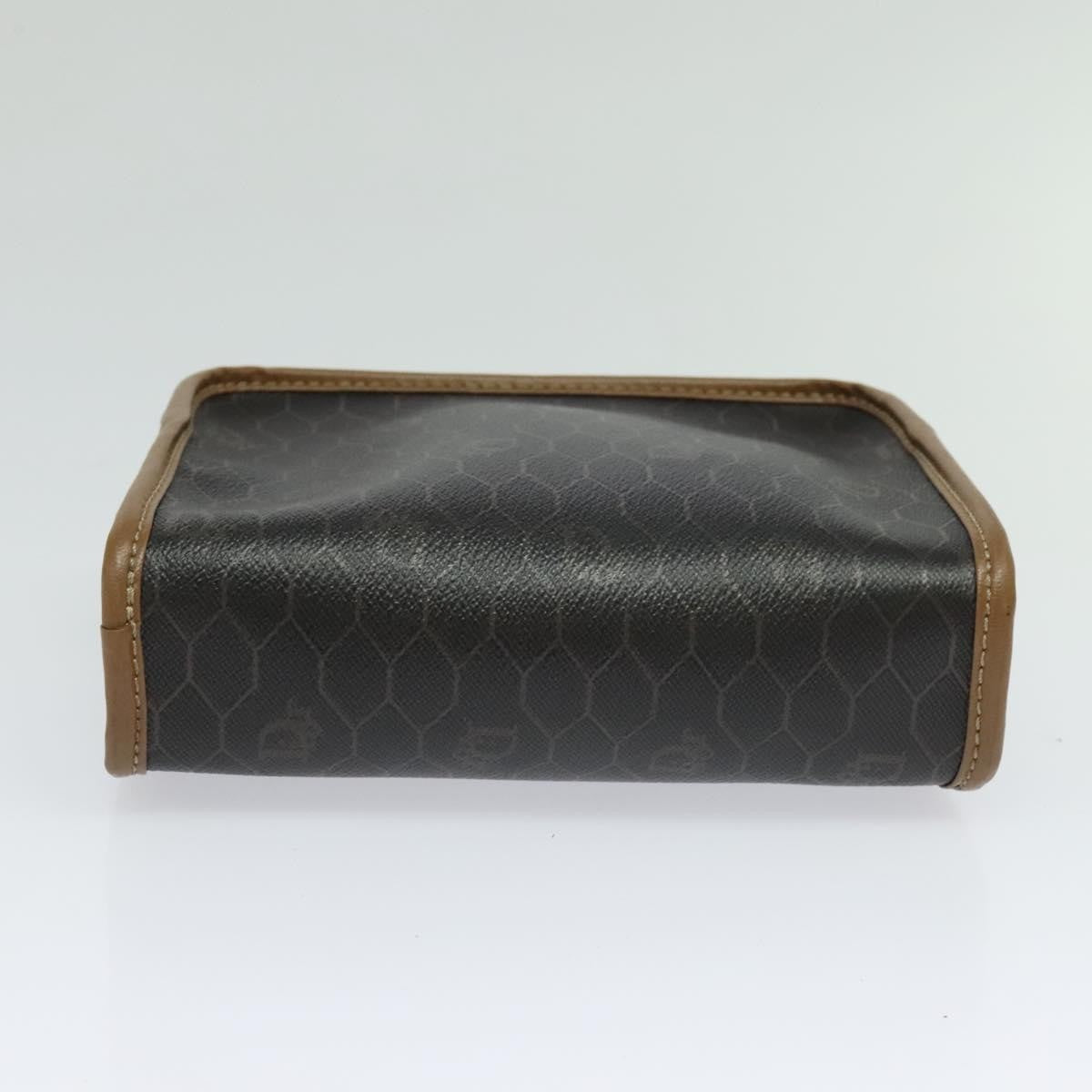 Christian Dior Vintage Honeycomb Zip Pouch Canvas and Leather, BROWN, CANVAS, Clutche & pouche