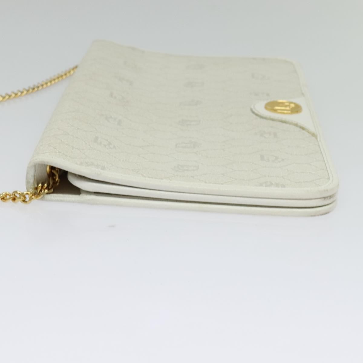 Christian Dior Vintage Honeycomb chain Canvas, WHITE, CANVAS, Handbag