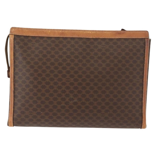 Celine Macadam Pochette Canvas and Leather, BROWN, CANVAS, Clutche & pouche