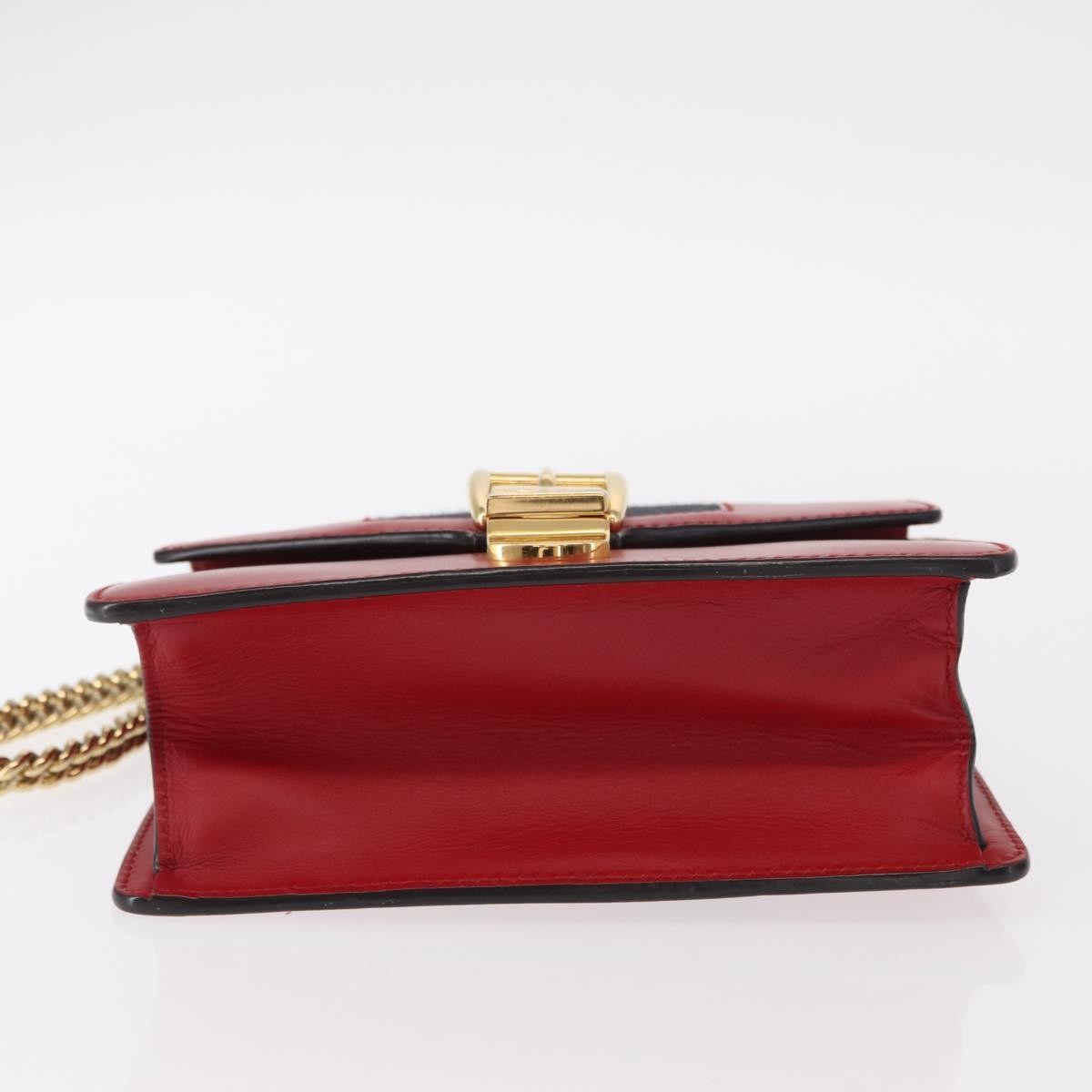 Gucci Sylvie Chain Shoulder Bag Leather, RED, LEATHER, Shoulder bag