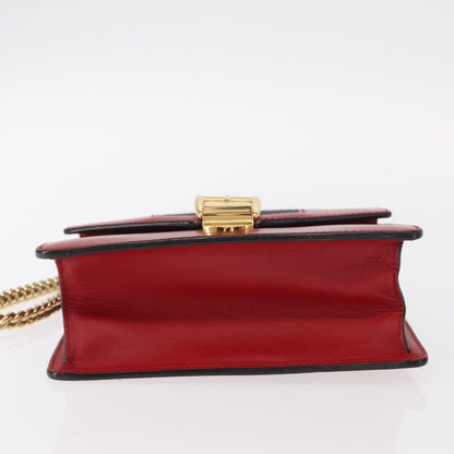 Gucci Sylvie Chain Shoulder Bag Leather, RED, LEATHER, Shoulder bag