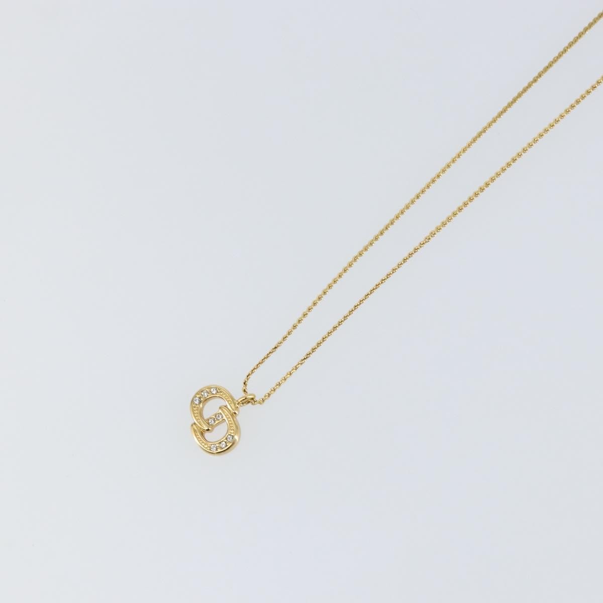 Christian Dior CD Pendant Necklace Metal and Crystals, GOLD, METAL, Necklace