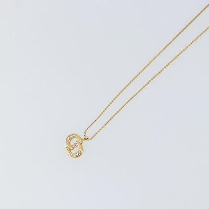 Christian Dior CD Pendant Necklace Metal and Crystals, GOLD, METAL, Necklace