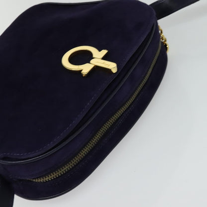 Salvatore Ferragamo Gancini Shoulder Bag Suede, PURPLE, SUEDE, Shoulder bag