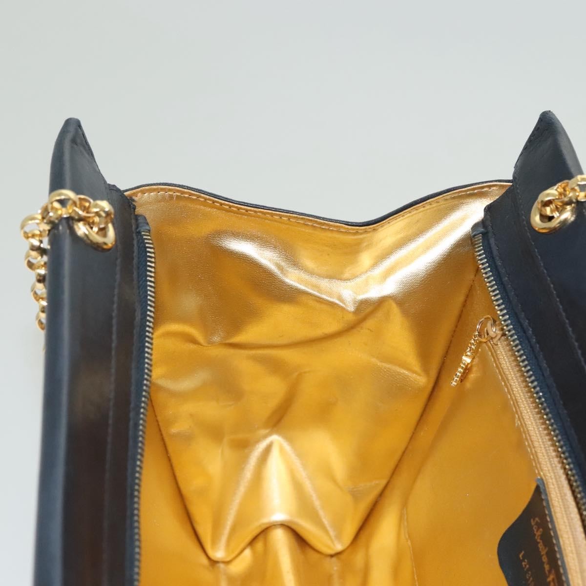 Salvatore Ferragamo Chain Shoulder Bag Leather, NAVY, LEATHER, Shoulder bag