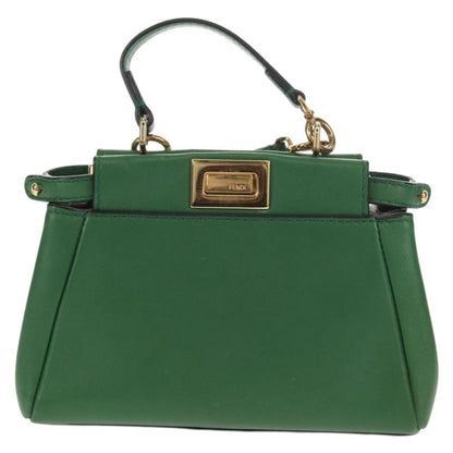 Fendi Peekaboo Bag Leather, GREEN, LEATHER, Handbag