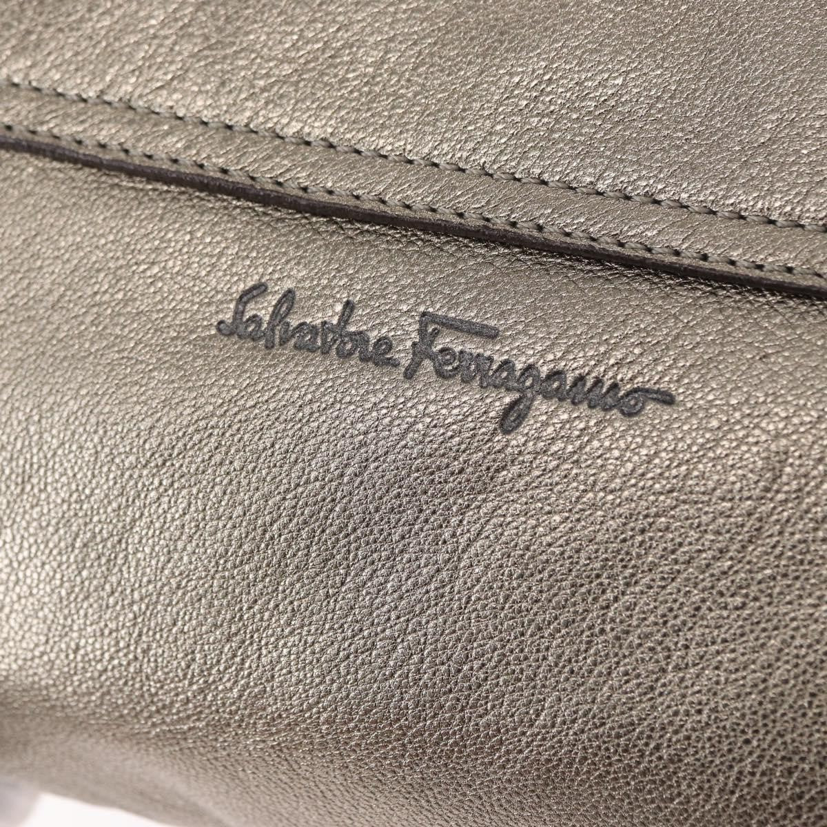 Salvatore Ferragamo Gancini Shoulder Bag Leather, SILVER, LEATHER, Shoulder bag