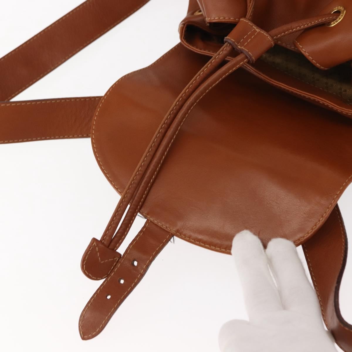 Gucci Vintage Bamboo Backpack Leather, BROWN, LEATHER, Backpack