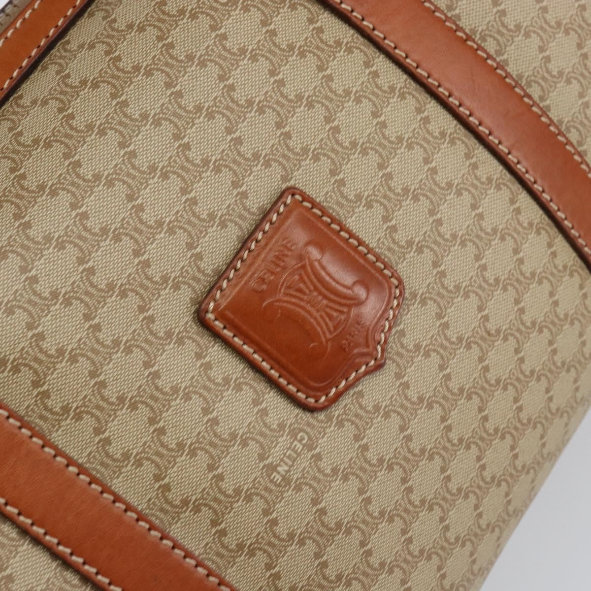 Celine Macadam Handbag Macadam with leather, BEIGE, PVC, Handbag