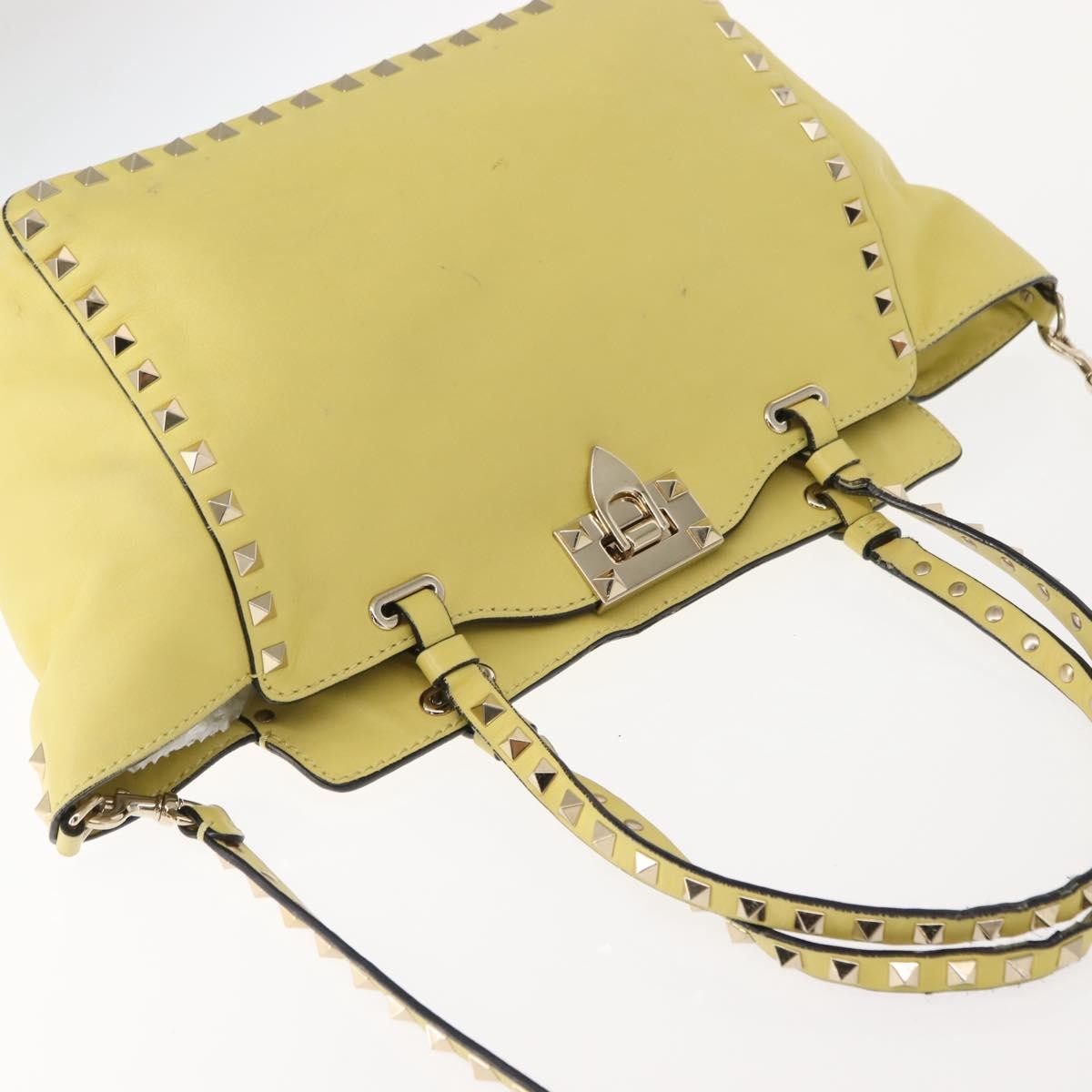 Valentino Garavani Rockstud Tote Soft Leather, YELLOW, LEATHER, Tote bag