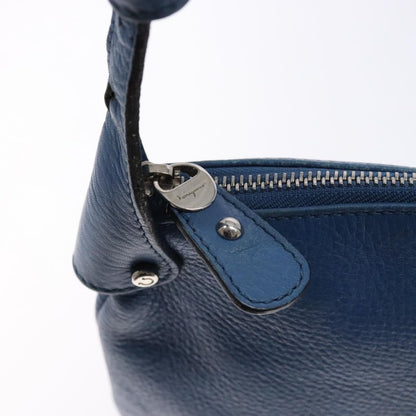 Salvatore Ferragamo Gancini Shoulder Bag Leather, BLUE, LEATHER, Shoulder bag
