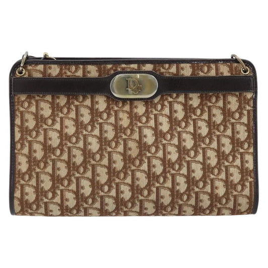 Christian Dior Vintage Trotter Shoulder Bag Canvas, BEIGE, CANVAS, Shoulder bag