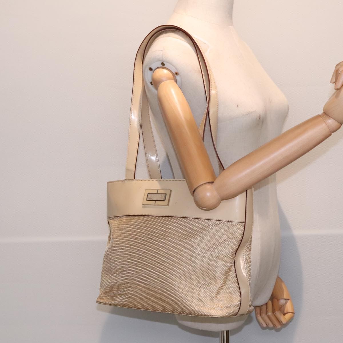 Celine Vintage Shoulder Bag Canvas, BEIGE, CANVAS, Shoulder bag