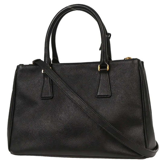 Prada Galleria Double Zip Tote Saffiano Leather, BLACK, LEATHER, Tote bag