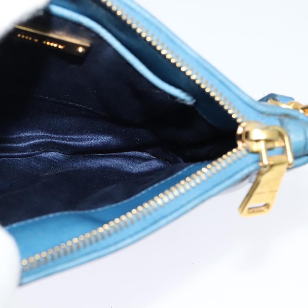 Miu Miu Zip Wristlet Pouch Matelasse Leather, BLUE, LEATHER, Clutche & pouche